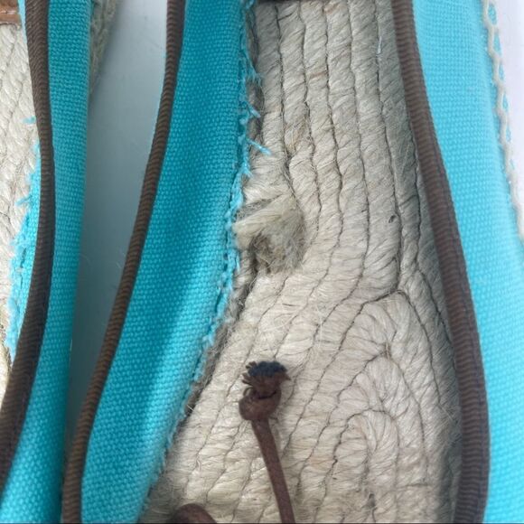 Tory Burch Logo Canvas Espadrilles Turquoise Women’s Size 8 - Picture 7 of 9